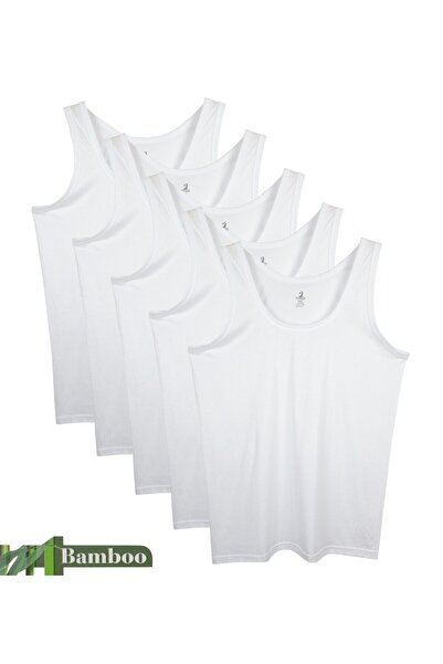 marufshop Tricou pentru bărbați, 5 bucăți, mărime mare, 100% bambus, alb