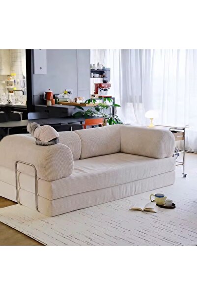 puffiber Katlanabilir Yataklı Kanepe,L şeklinde Kolçaklı Kanepe 90x180 cm (De...