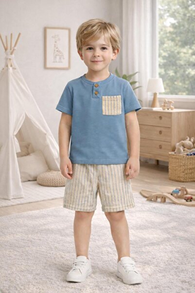 GMG Baby Shorts T-Shirt 2-Piece Set with Stripe Pockets