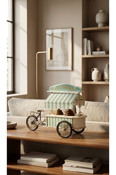 Pat Aksesuar Retro Dekoratif Dondurma Arabası Kumbaralı – 30x20 cm Vintage No...