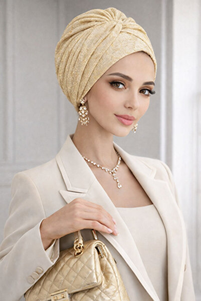 Aişe tesettür Κρεμ χρυσό επιχρυσωμένο στριφτό λουράκι για έτοιμο βραδινό φόρεμα
