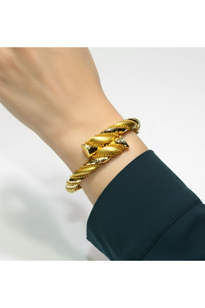 REDMOON GOLD 14 Ayar Altın Dorikalı Fantezi Kelepçe Bilezik 10.48 GR