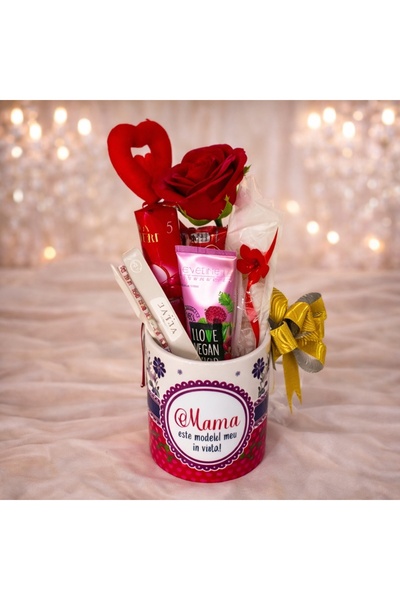velve Pachet Cana ceramica, cu mesaj " Te iubesc mama!", dulciuri, decoratiun...