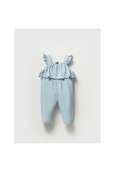 NoyNoy Baby ROBA DETAYLI KIZ BEBEK DENIM TULUM Mavi