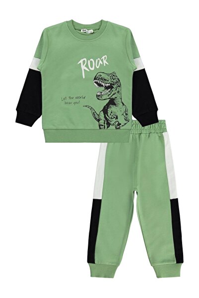 Civil Boys Dinosaur Printed Tracksuit Set for 2-5 Years - Khaki 2-3 Years