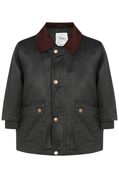 Civil Boys Palton cu guler tip cămașă pentru 2-5 ani - Kaki 3-4 ani