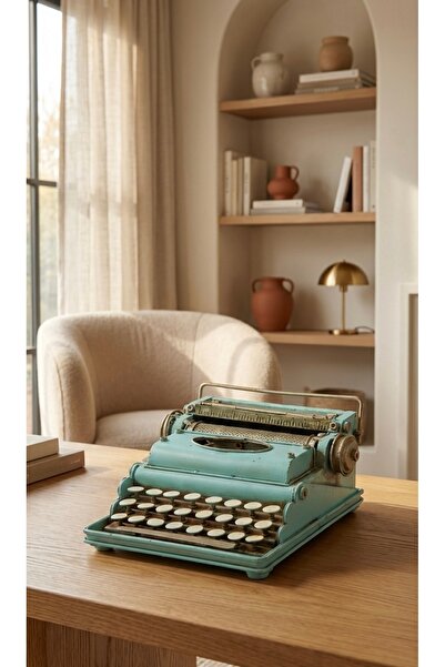 Pat Aksesuar Retro Dekoratif Turkuaz Daktilo – 9x15 cm Vintage Nostaljik Ev &...