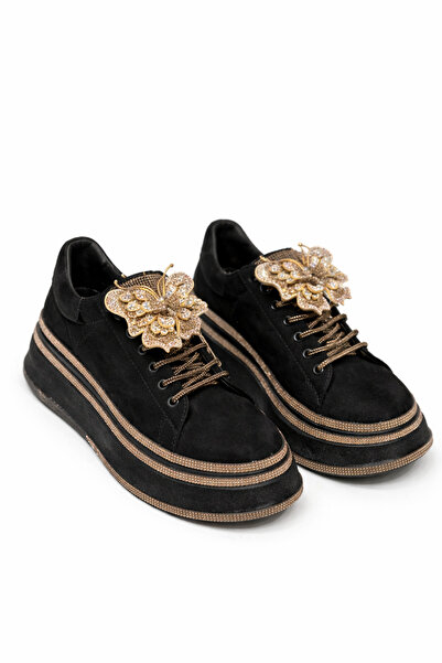 Giydim Gidiyor Черни спортни обувки Lolo от велур, специален дизайн