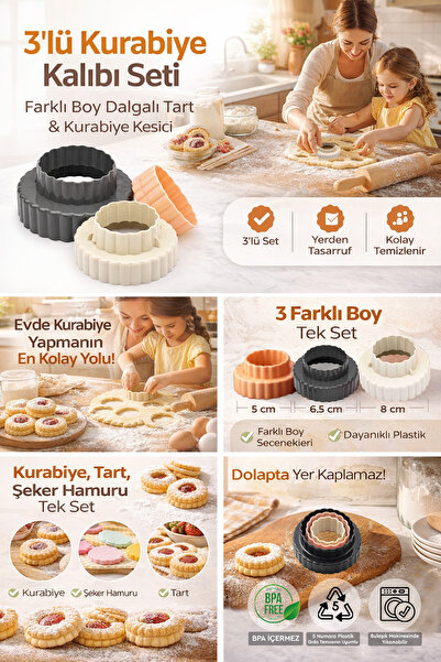 Sunplast Çift Taraflı Kurabiye Kalıbı 3'lü