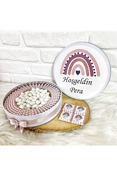 Sweet Story 100 Adet+200 Gr Drajeli Pudra Gökkuşağı Temalı İsme Özel Hoşgeldi...