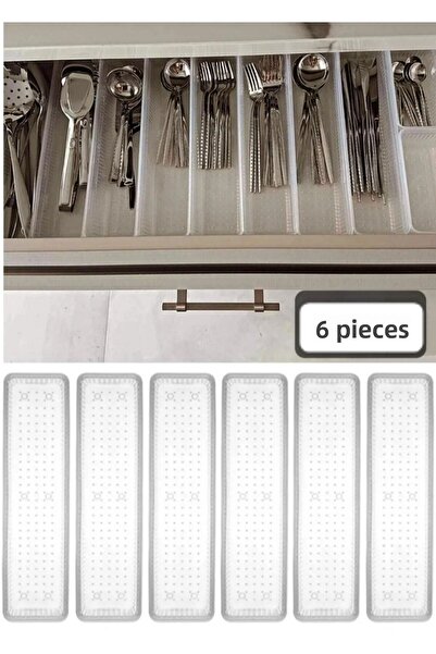 Bayev صندوق تنظيم أدوات المائدة ذو الأدراج الكبيرة من باد، مكون من 6 قطع