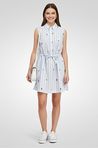 Tommy Hilfiger فستان نسائي قصير مطبوع بالكامل، متعدد الألوان