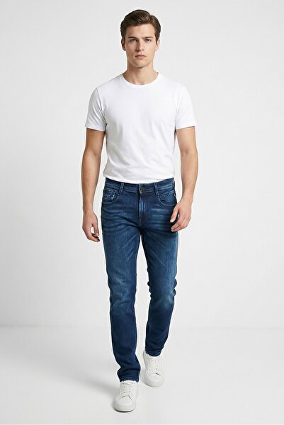 Replay Men Slim Fit Solid Stretchable Jeans, Blue