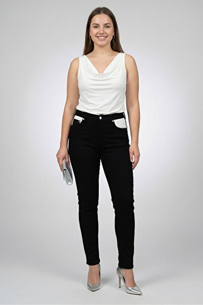 Calvin Klein Jeans Women Slim Fit Colorblocked Non Stretchable Denim, Black