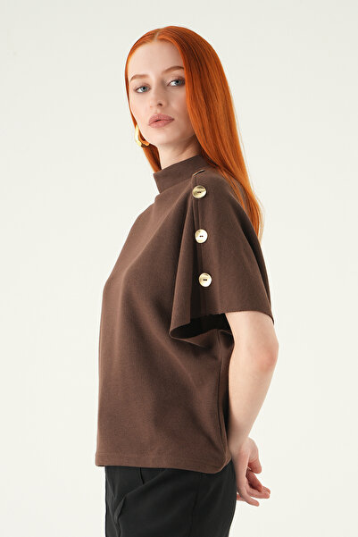 Rays 3119A Μπλουζάκι με μανικετόκουμπα Καφέ