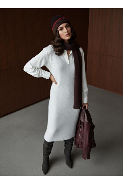 SHERIN Ekru Triko Elbise