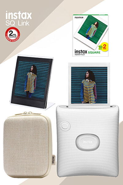 Fujifilm Instax Sq Link Beyaz Yazıcı 20li Square Film Kılıf Ve Pleksi Çerçeve