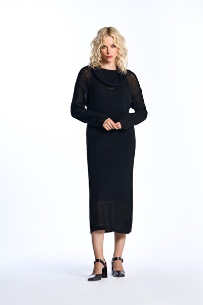 SHERIN Μαύρο διαφανές πλεκτό φόρεμα