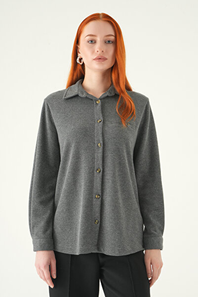 Rays Ανθρακί πουκάμισο με κουμπιά μπροστά 3081A