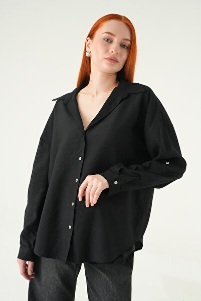 Rays Μαύρο πουκάμισο oversized 2893