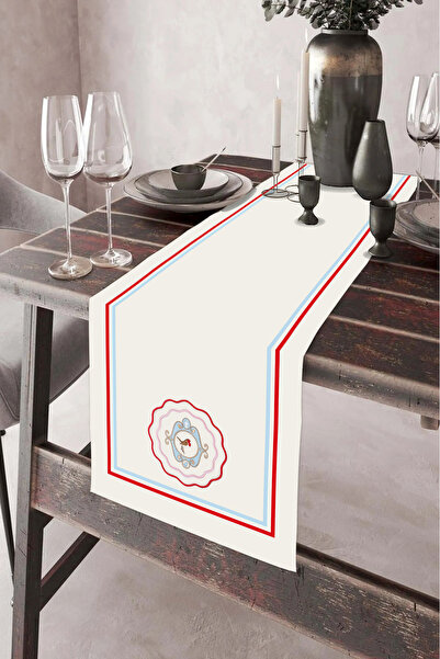 aymira home 40x140cm Dokuma Leke Tutmaz Baskılı Tay Tüyü Kumaş Masa Örtüsü De...