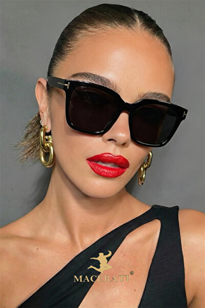 MACERATİ نظارات شمسية بإطار مربع أسود للجنسين من نيبال Uv400