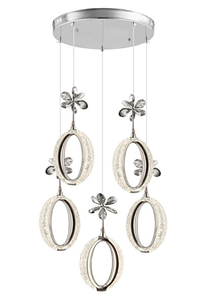 İstanbul Avize İstanbul Avize Zeus 5'li Gümüş Kumandalı 3 Renk Ledli Modern L...