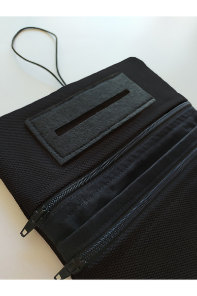 Kirpiwork Siyah Kanvas Tütün Çantası Çok Amaçlı Çanta Seyahat 16x10cm Yeniyıl...