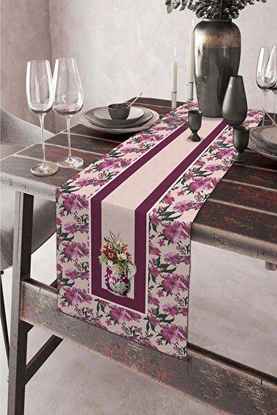 aymira home 40x140cm Dokuma Leke Tutmaz Baskılı Premium Tay Tüyü Kumaş Masa Ö...