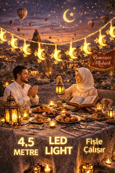 OKAVANGO 4,5 Metre Ramazan Temalı LED Işıklı Süsleme Seti Ramazan Süsleri, Ra...