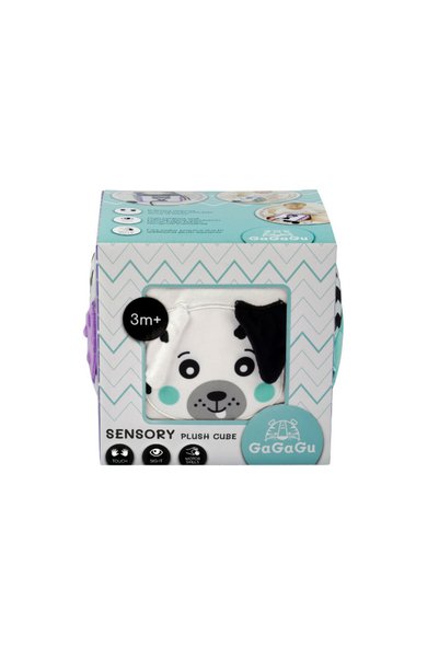 GaGaGu plush sensory cube, with activities, 15 cm