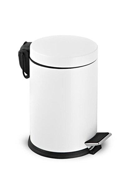 GörSeç Banyo Tuvalet Balkon Mutfak, Beyaz Renkli Pedallı Metal Çöp Kovası 3 Litre