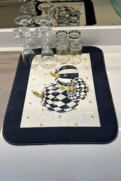 DEKOMOD Bulaşık Kurutma Matı Kurulama Bezi Kurutma Örtüsü Tezgah Üstü Bulaşıklık 40x50 Cm Yıkanabilir