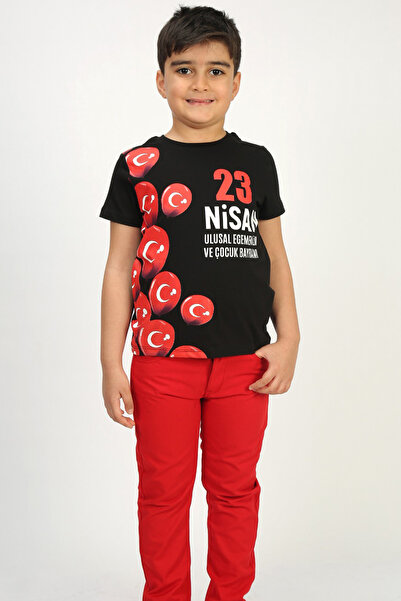 Toontoy Tricou unisex cu mânecă scurtă, cu imprimeu 23 aprilie