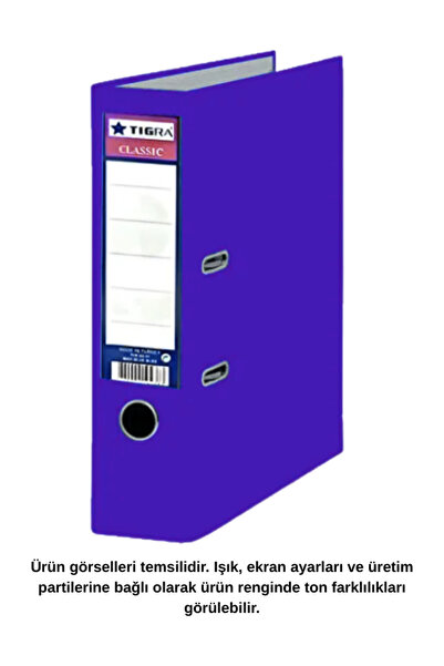 Tigra Classic Geniş Plastik Klasör 1 Adet Mor Ofis Büro Klasörü