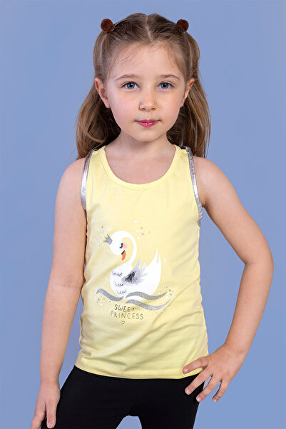 Toontoy Tricou cu imprimeu pentru fete, cu guler rotund