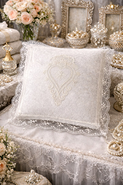 DİLEX Gelin Bohçası Nişan Bohça Çeyizlik Hurç Ekru Kadife