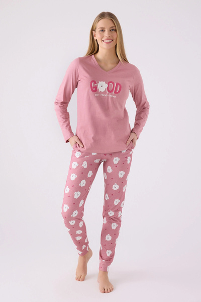 Arnetta Set de pijamale roz cu mânecă lungă pentru femei