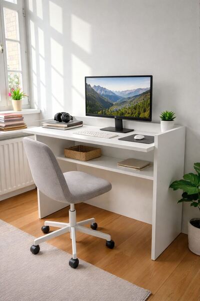 ADIM EBATLAMA Çalışma Masası Bilgisayar Masası Ofis Ders Yemek Masası Beyaz
