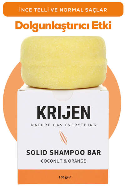 Krijen Hindistan Cevizi & Portakal Kabuğu Katı Şampuan 100 Gr | C Vitamini & ...