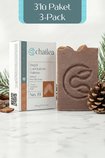 Chailea Doğal Çam Katranı Sabunu Doğal Saç Çay Ağacı Yağlı Kepek 3'lü Paket