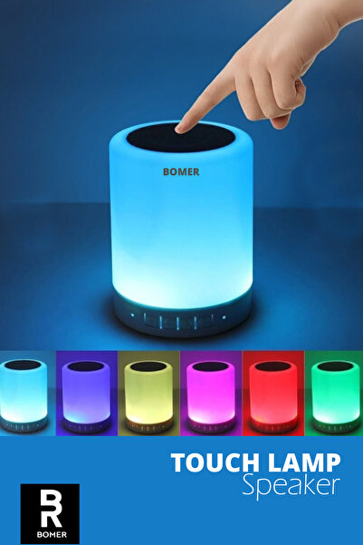 BOMER Touch Lamp Oda Lambası Portable Speaker Renkli Gece Lambası & Bluetooth...