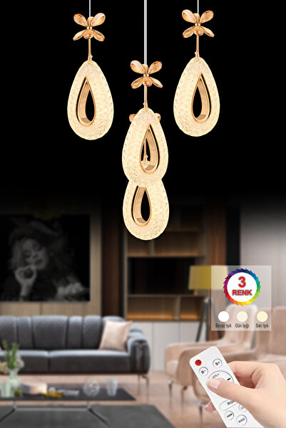 İstanbul Avize İstanbul Avize Hera 4'lü Gold Kumandalı 3 Renk Ledli Modern Le...