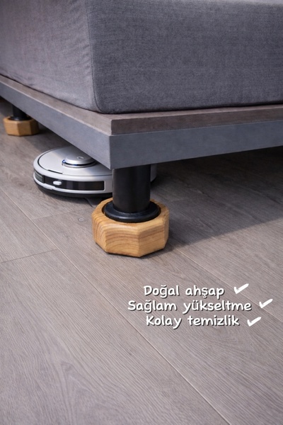 iDekor Robot Süpürge İçin Doğal Ahşap Baza Yükseltici ” 3,5 cm Yükseltir | Oy...