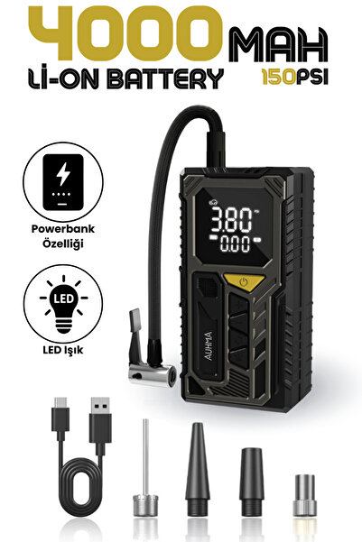 Enshall 4000mAh Hava Kompresörü Powerbank Özellikli Kompresör Araba Bisiklet ...