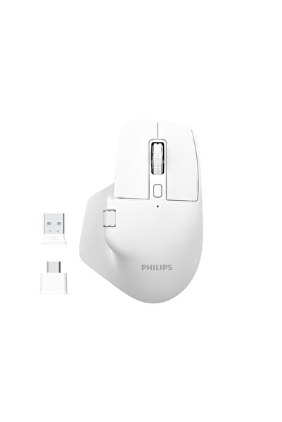 Philips SPK7858 Bluetooth Kablosuz Çift Modlu 4000DPI 7 Tuşlu Optik Mouse Beyaz
