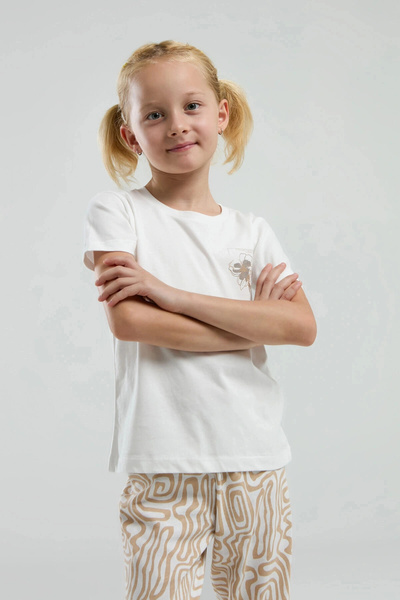 Arnetta Girl's White Pajama Set