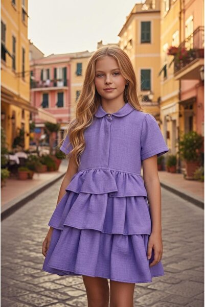 Hilal Akıncı Kids Детска цветна рокля с цип отстрани