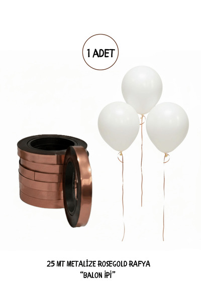 Bunloon 25 Metre Metalize Rose Gold Rafya – 1 Adet Parti Süsleme Kurdelesi