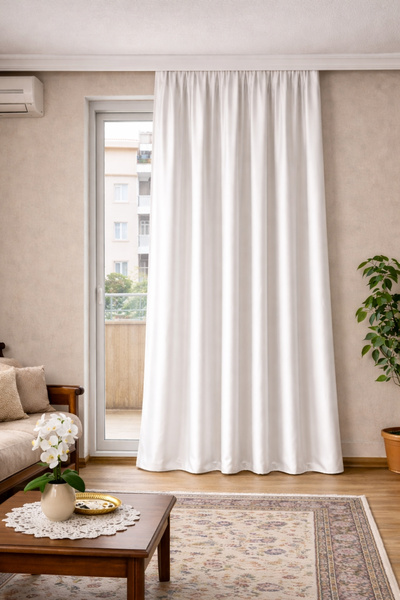 Cortibo Saten Güneşlik Perde - Beyaz